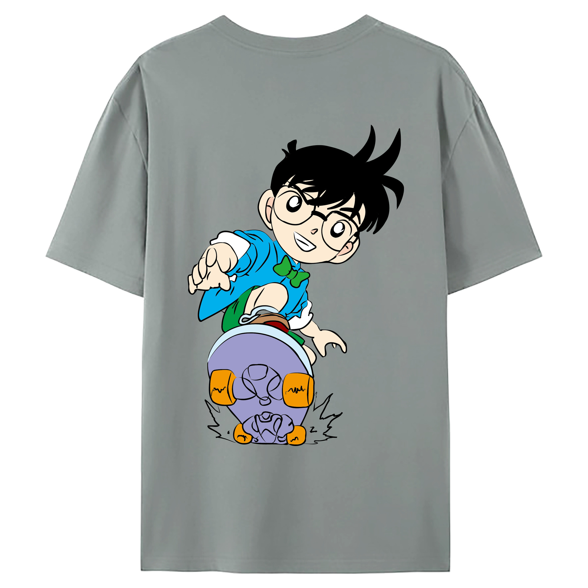 （画像用） 名探偵コナン 江戸川 コナン Detective Conan Conan Edogawa 綿100％ メンズ半袖Tシャツ（バックプリント） 通気性